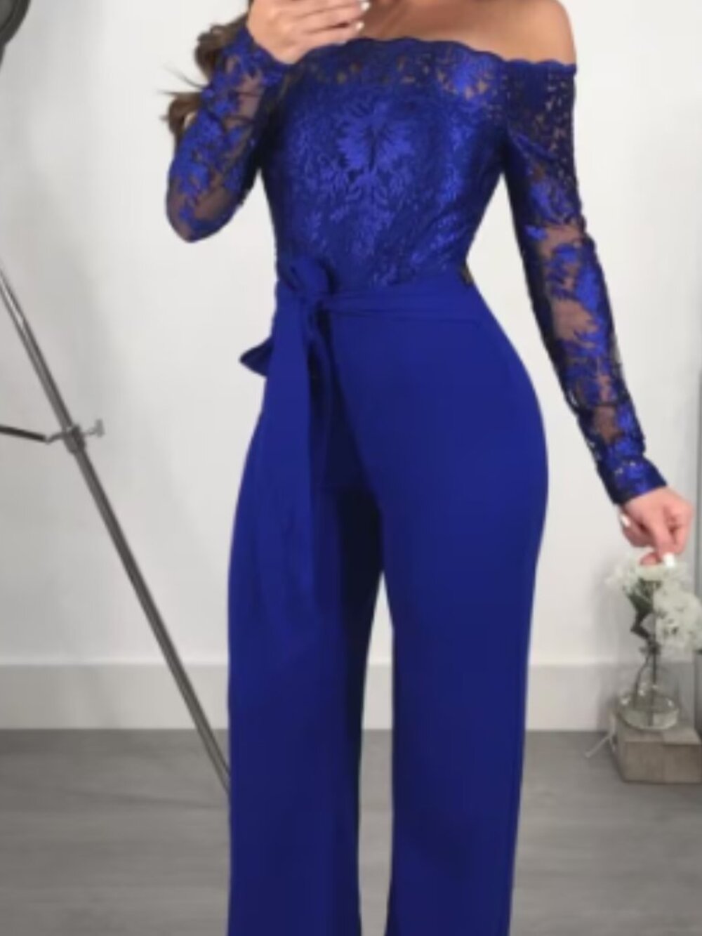 Elegant And Stylish Royal Blue Lace Jumpsuit